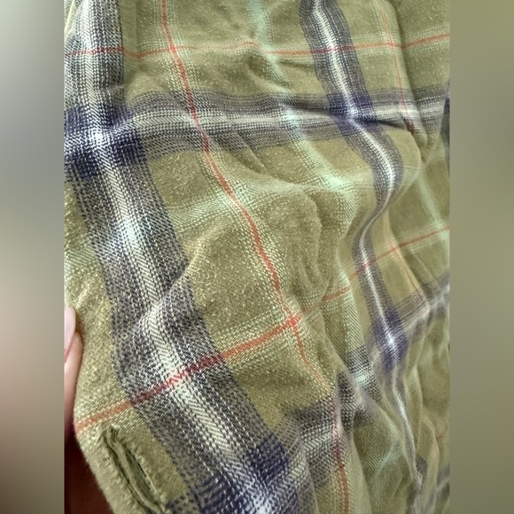 Free People Green and Blue Distressed Flannel Shacket - Picture 6 of 9